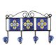 Navy Blue With Yellow Leaf Ceramic Floral Tiles Hook